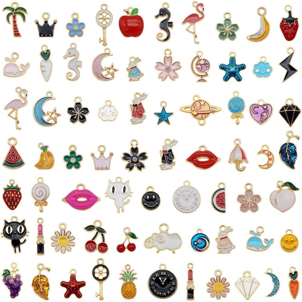 30pcs Mixed Enamel Charms Pendants for Jewelry Making Bulk lot Necklace Earrings